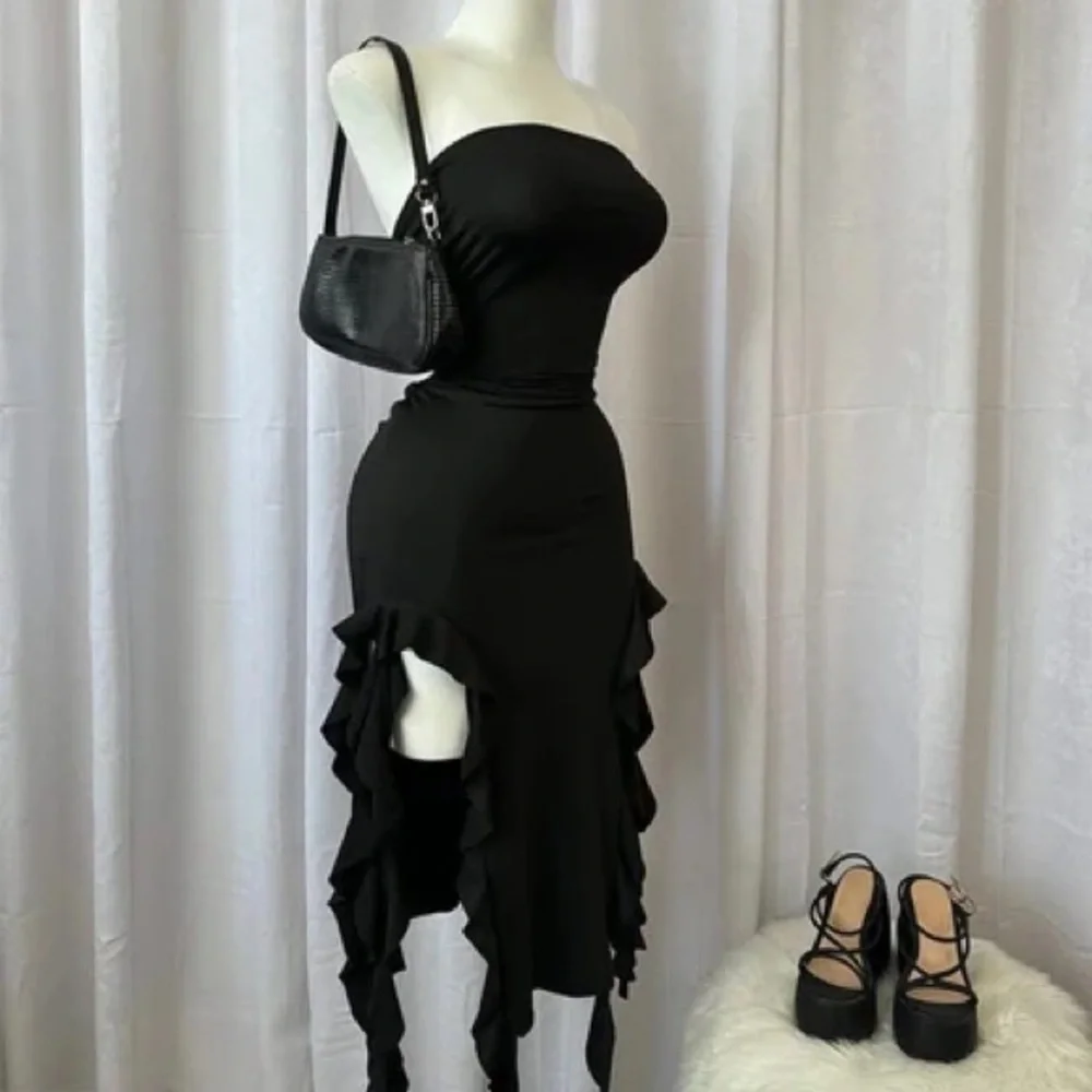 Urban Revivo Elegant Black ruffle Dress NWT - Picture 6 of 11